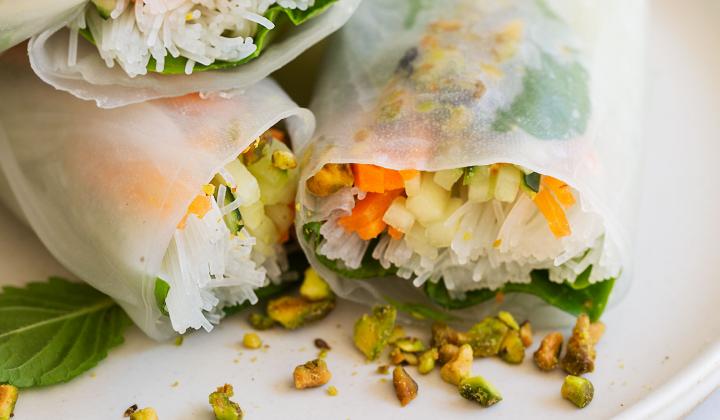 Spring Rolls with Mint and Pistachios